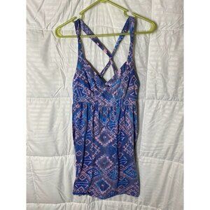 Y2K AMERICAN EAGLE WOMENS VNECK HALTER DRESS SUNDRESS JUNIORS SIZE SMALL 3/5‎